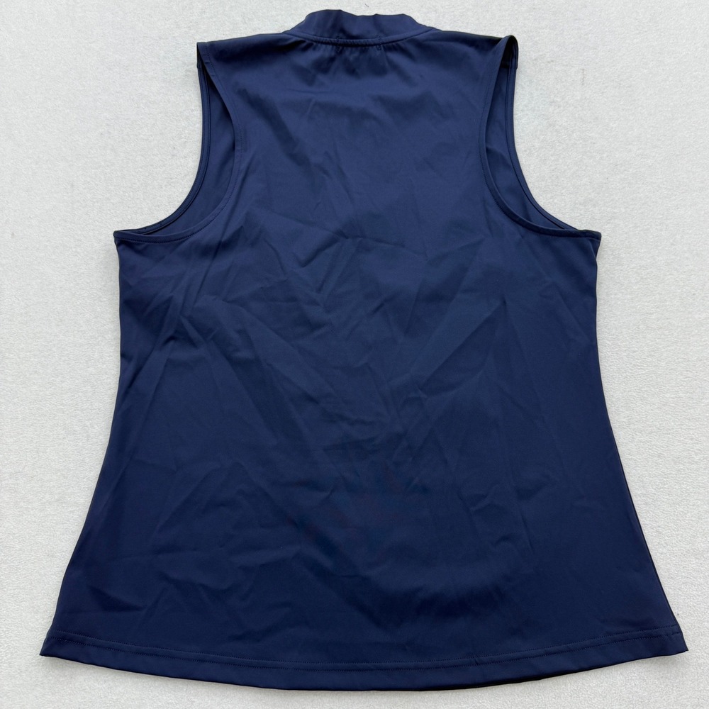 Bad Birdie Golf Womens L Blade Sleeveless Mock Neck Zip Polo Shirt Tank Navy - Picture 4 of 4